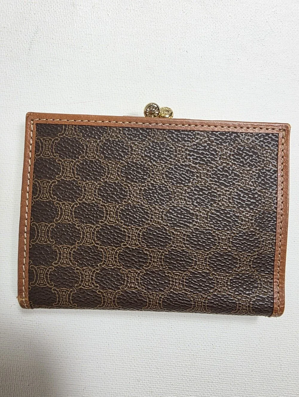 vintage Y2K Celine Macadam Triomphe bifold compact wallet kisslock
